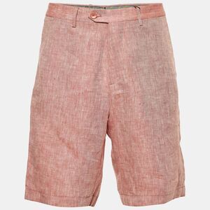 Etro Red Chambray Linen Shorts M/waist 34"